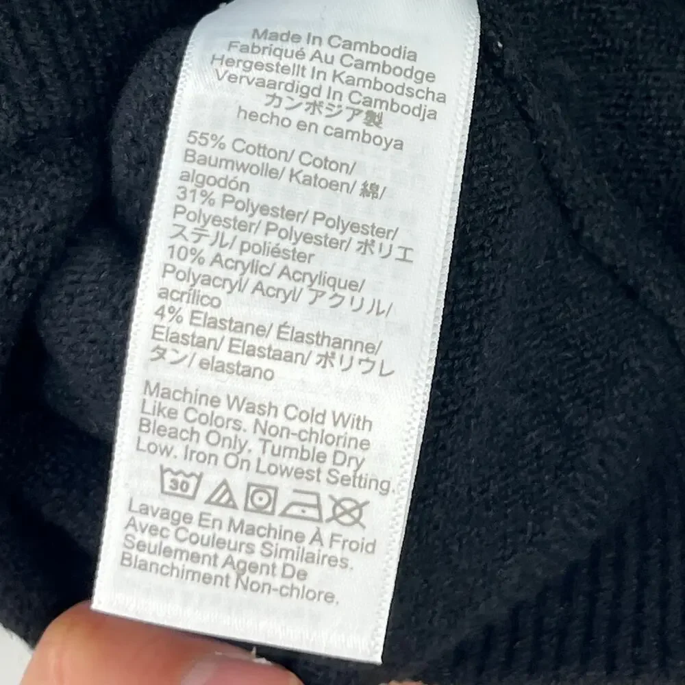 J. Crew Women's Cotton-Blend Knit Crew-Neck Sweater Black Size XXS/XS NWT
